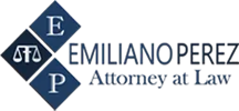 A green background with the words emiliano law attorney and lawyer